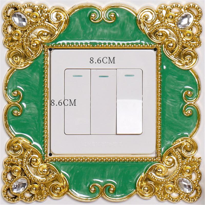1pcs Wall Sticker Gold Silver Resin Light Switch Cover Single and Double Surround Socket Frame Rose Edge Home Office Decoration