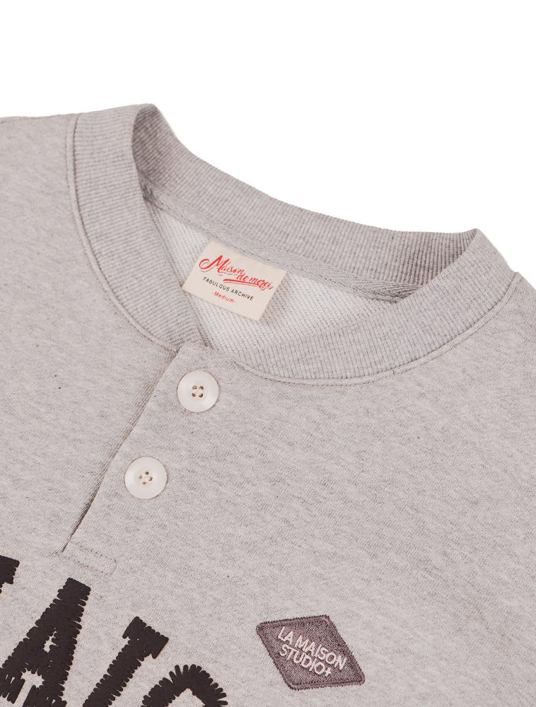 LA MAISON STUDIO La Maison Essential Crop Henley Neck Melangray(Fcg1Ts682M)
