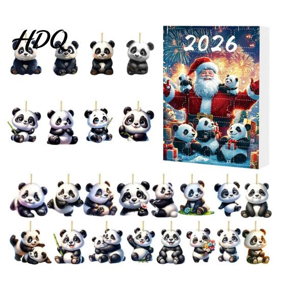 Kids Christmas Countdown Gift Panda Advent Calendars 2026 2D Acrylic Cute Hanging Ornaments for 2026 Holiday Box Xmas Tree 24 Days Calendar,