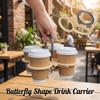 Folding 4-cup Coffee Carrier Plastic Drink Holder Butterfly Shape Drink Carrier  Outside Party