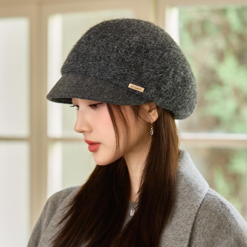 

Новый Универсальный Плюс Бархатный Утолщенный Берет с Маленьким Краем Осень-Зима Показывающий Лицо Маленький Ретро Шляпа Художника Ветрозащитный Теплый Шляпа Газетчика One Size