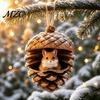 Durable Holiday Ornaments Forest Animal Acorn Ornaments, Cozy Woodland Christmas 2D Acrylic Realistic Hanging Decor Pine Cone Pendant for Xmas