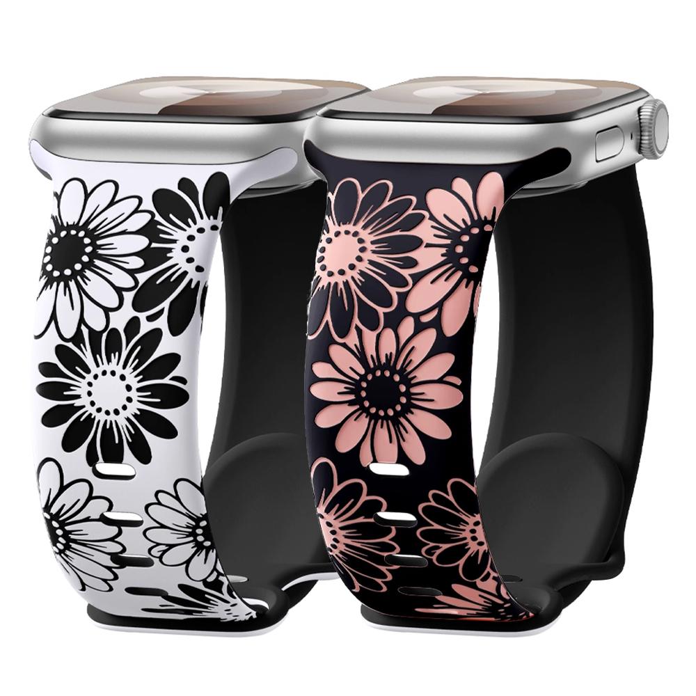 Engraved Strap For Apple Watch Band 46mm 44mm 42mm 45mm 41mm 40mm 49mm Silicone Correa Bracelet Series 11 10 9 8 7 SE 6 5 Ultra