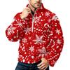 Men's Christmas Print Zip-Up Sweatshirt with Stand Collar, Plus Size Flannel Top for Fall Winter
