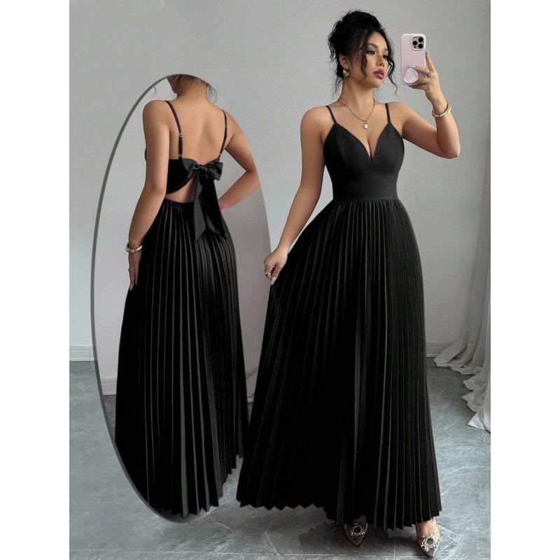 European and American 2026 Summer New Fashionable Elegant Sexy Cross-Back Backless Slip Dress S