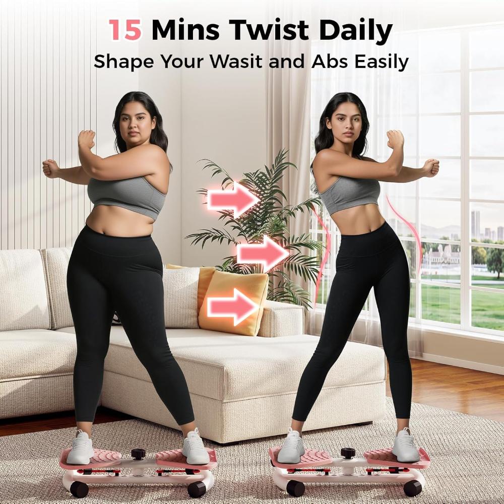 Waist Twist Workout Machine, Ab Machine Weight for Slim Waist and Core Ab Exercise Foot Massage and Weight Loss, Noiseless Home Gym Exercise Equipment