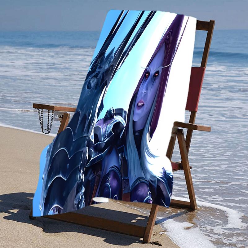 proof beach towel with a World of Warcraft characters5 pattern - soft,absorbent,quick-drying,machine washable - perfect for swimming,camping,bathing
