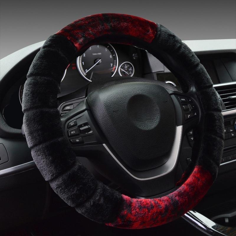 Women's Winter Warm Fluffy Steering Wheel Cover with Plush Furry Interior & Soft Grip - 38cm Cute Steering Wheel Cover