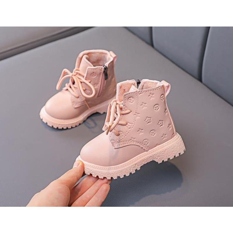 Fashion versatile children's warm short boots boys British style velvet single boots