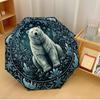 Polar Bear Winter Circle Printed Umbrella Windproof Folding Umbrella Portable Sun and Rain Umbrella Suitable for Gifting