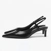Kitten Heels for Women Black Slingback Pumps Pointed Toe Snakeskin Pattern Elegant Ladies Dress Shoes for Wedding Office Wear