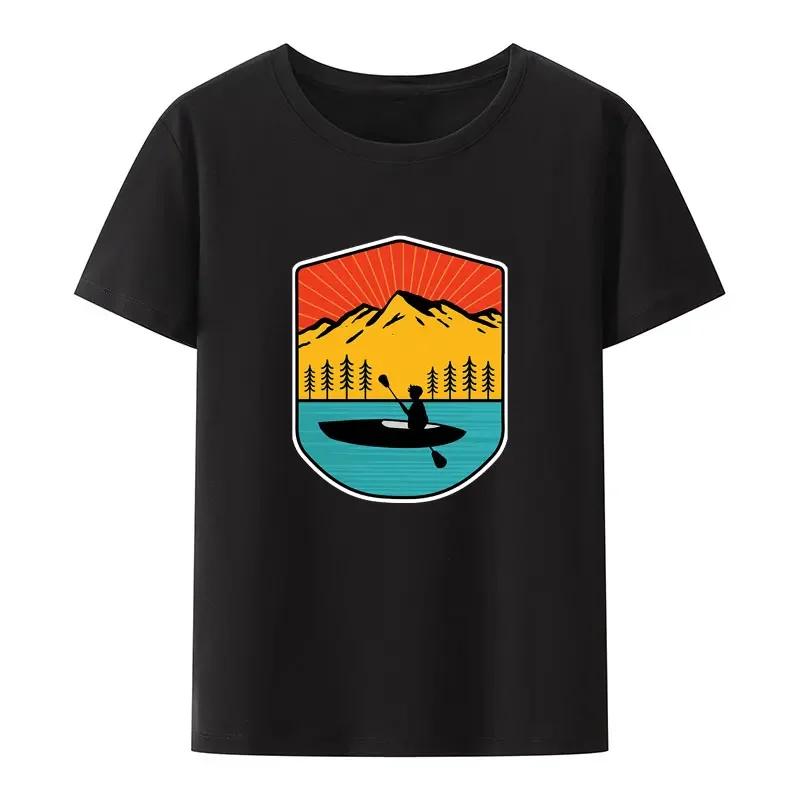 Special Gift Mountain Forest Kayak Canoe Paddling T Shirt Outdoors Exercise Casual Style Streetwear UnisexTops Harajuku