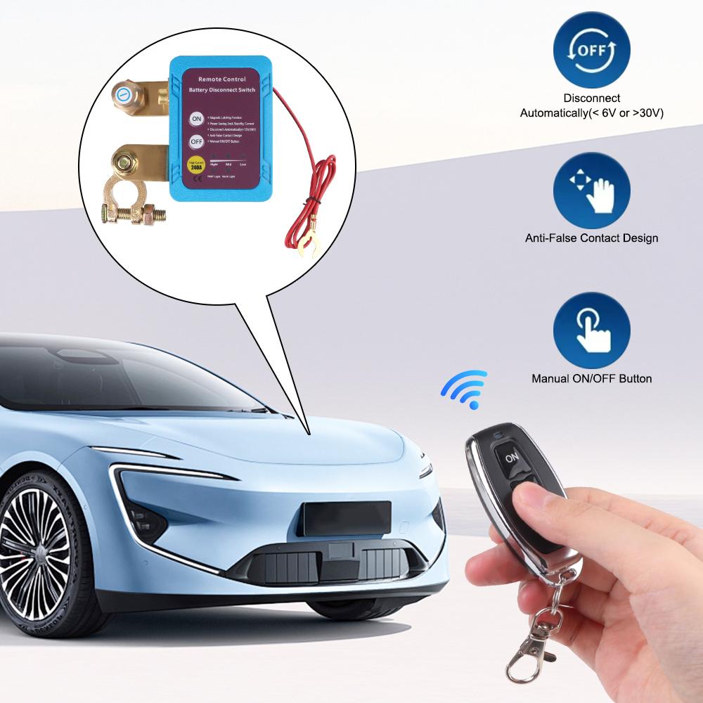 Kill Switch Control Switch Leakage Protection Automatic Power Shut Off Switch Remote Battery Disconnect Switch 12V 240A For Auto