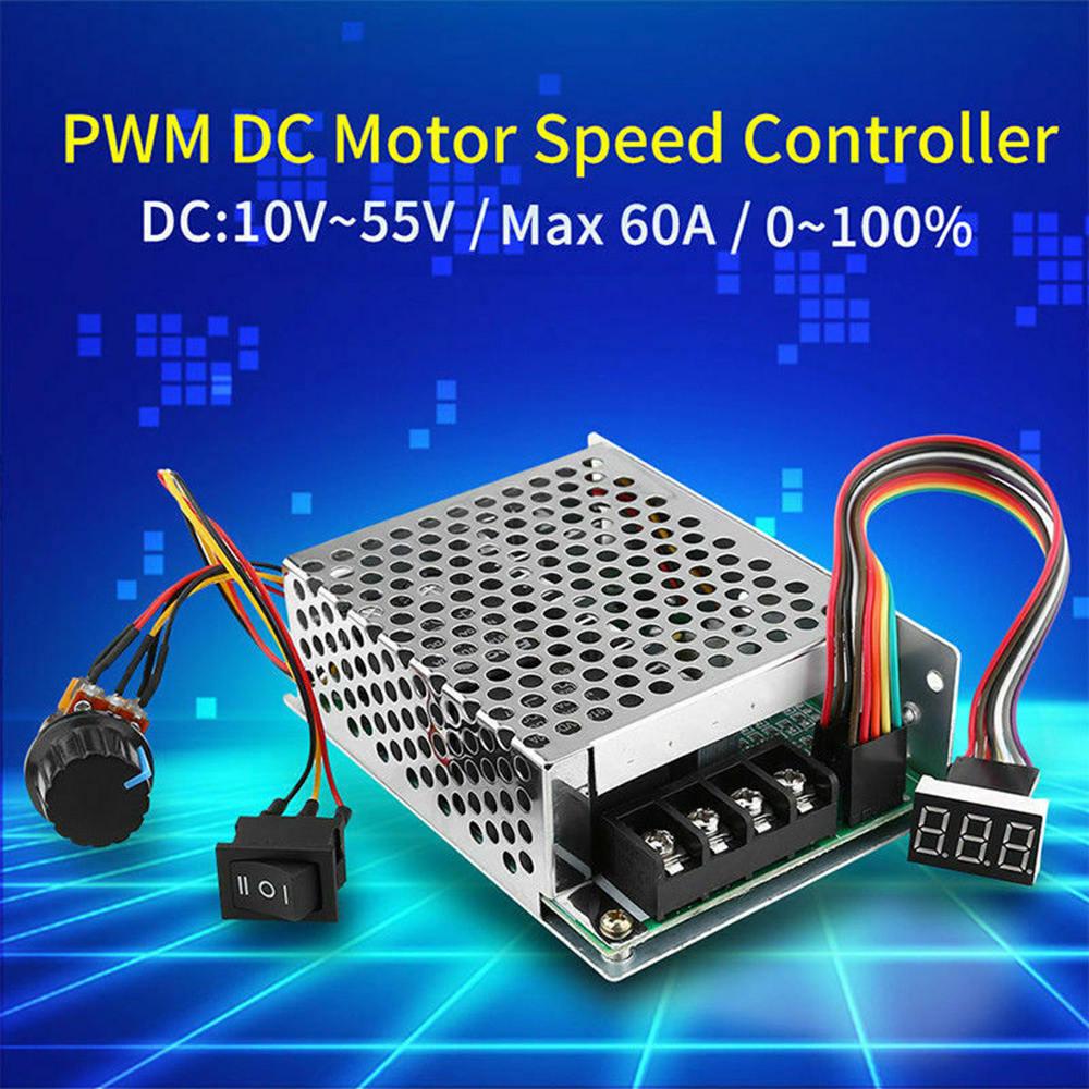 DC 10V-50V 12V//48V 60A PWM CCW CW Reversible Switch DC Motor Speed Controller
