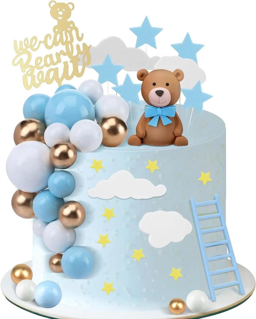 Brown Bear Cake Decorations We Can Bearly Wait Cake Topper for Birthday Baby Shower Party Supplies Decorations