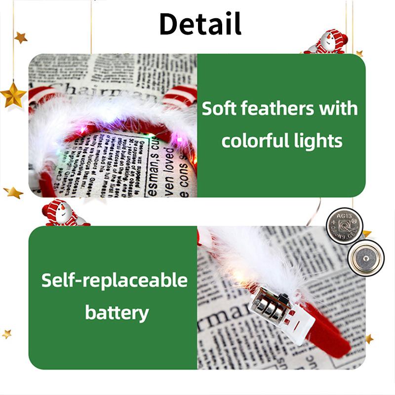 Led Christmas Headband Creative Reindeer Antlers Glow Headwear Christmas Party Cosplay Hair Accessories 2026 New Year Kid Gift