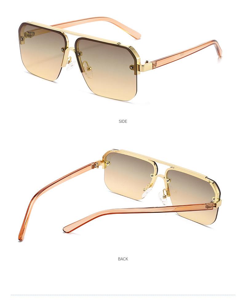 Mens Retro Metal Sunglasses Square Half Frame Trendy Outdoor Eyewear Fashion Personality Shades Gafas De Sol Hombre