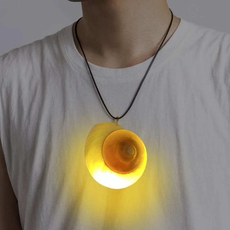 Glowing Seashells Pendant Necklace with Adjustable Rope Chain for Night Parties and Outdoor Event Trendy Women