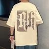 8XL Men Oversized Korean Fashion Loose Artistic Fonts Print Short Sleeve Round Neck Versatile Trend Couple Outfit