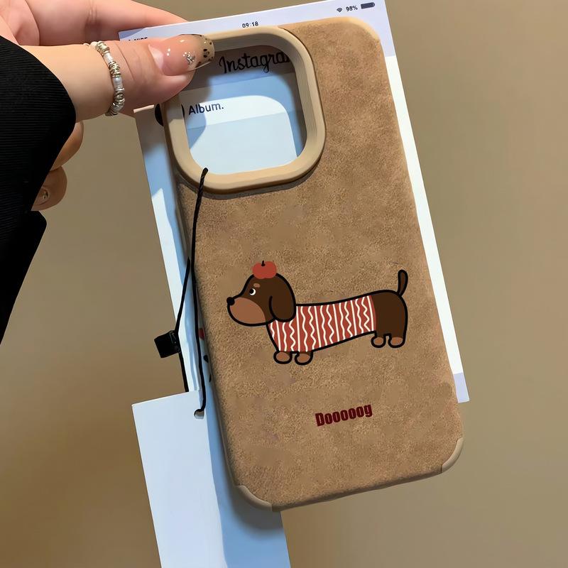 Cute Leopard Striped Dachshund for IPhone14 Mobile Phone Case Xr for Apple 16promax Cartoon 15/13