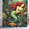 Incantevole Tenda da Doccia Oceano - Sirena Appesa a una Parete di Corallo in Soggiorno, Decorazione per Camera da Letto - Magica e Oceanica