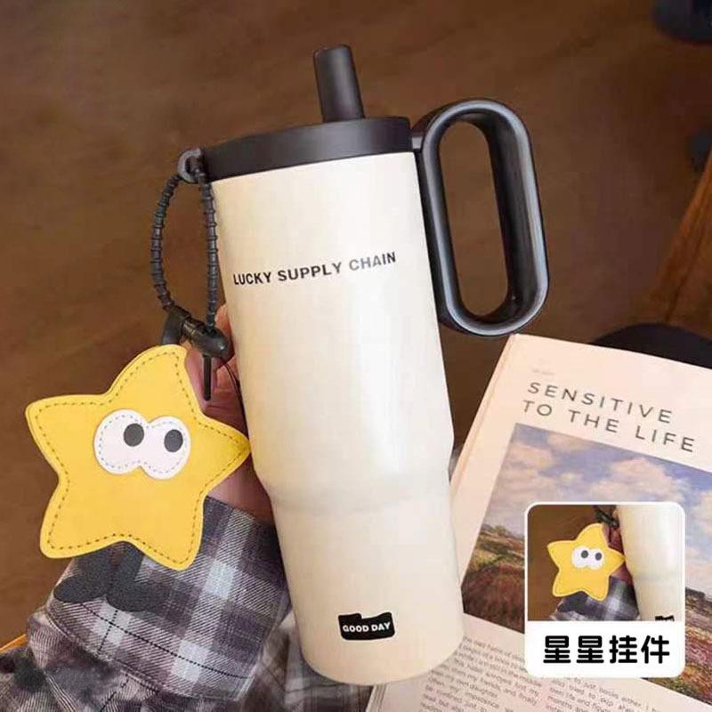 Water bottle Twilight thermos cup Large capacity water cup High grade stainless steel ice cup Straw cup