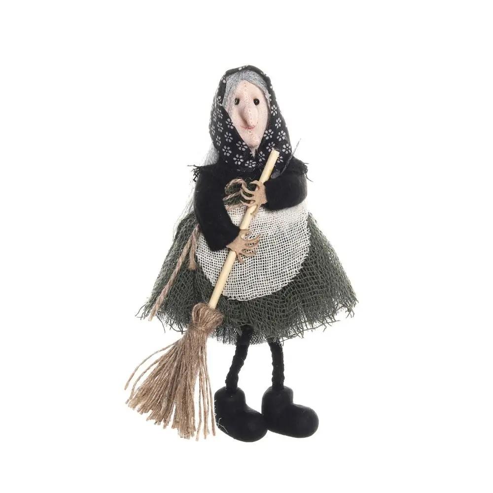 Creative Scary Halloween Apron Witch Doll Funny Cute Broom Witch Decoration Handicraft Halloween Witch Pendant Cosplay Party