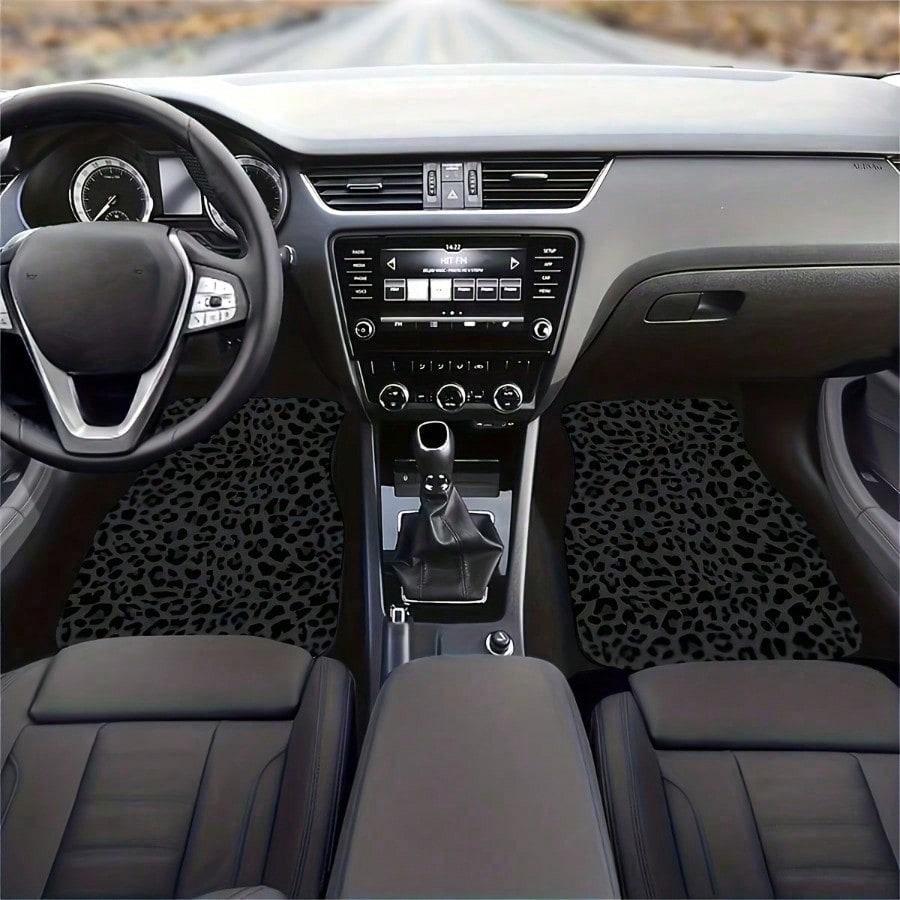 Set da 4 pezzi per tutti i modelli, tappetino per auto con stampa leopardata, tappetino per pavimento del veicolo, con base antiscivolo, accessori per interni auto