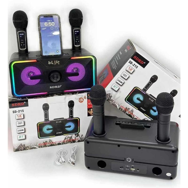 SD215 Bluetooth Speaker Wireless Microphone Home KTV Bluetooth Speaker Integrated Double Choral Microphone
