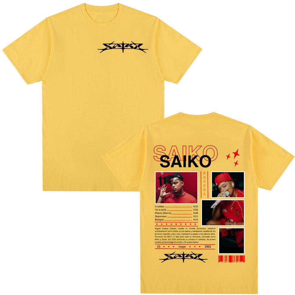 Rapper SAIKO SAKURA Album Merch Tee Shirt Men's Women Fashion Hip Hop T-shirt Casual 100% Cotton Short Sleeves Oversized T Shirt