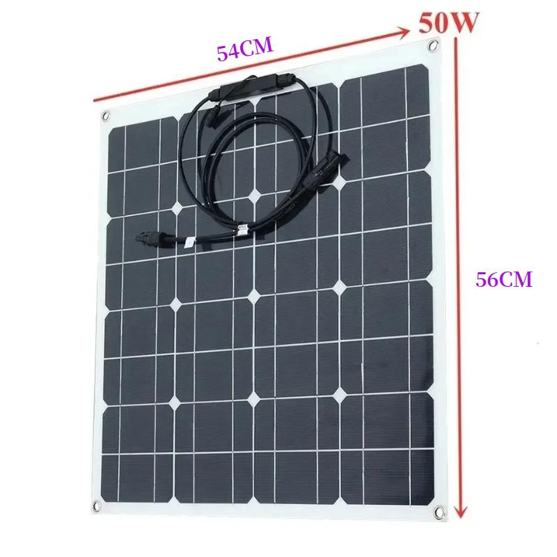 Venkovní monokrystalický 50W poloflexibilní solární panel Panel pro výrobu solární energie Fotovoltaický modul