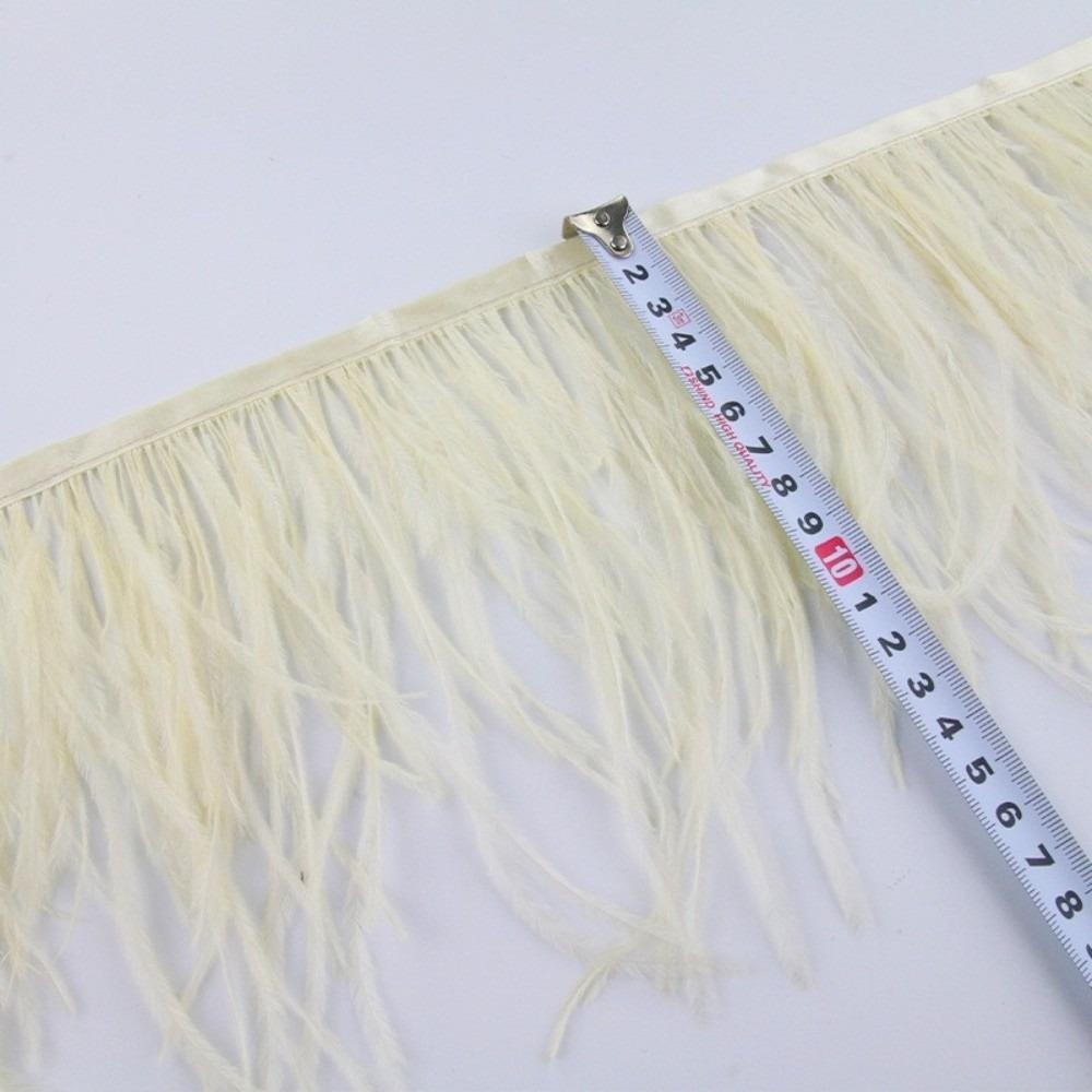 1 Meter Ribbon Tassel Natural Ostrich Feathers Sewing Decoration 10-15cm Wide Apparel Fabric Feather Plumes Ribbon Selvage