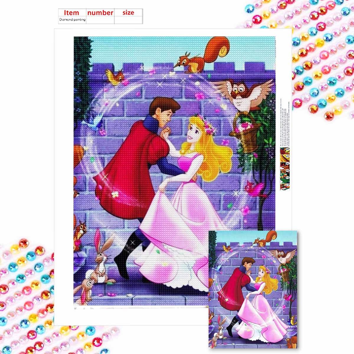 

5D Алмазная Живопись Сделай Сам Принцесса и Принц Полная Выкладка Стразы Мозаика Вышивка Изделия Ручной Работы Домашний Декор Подарок Round 20x30cm