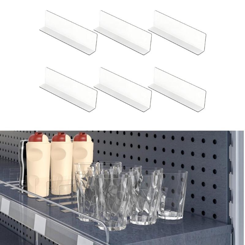 6 Pieces Acrylic Shelf Separators Shelf Organizers Dividers Clear and L Shape Design For Storage Cabinet And Display