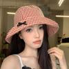 Gingham Check Plaid Bucket Hat Casual Fisherman Hat Stylish Wide Brim Sun Hat  Beach