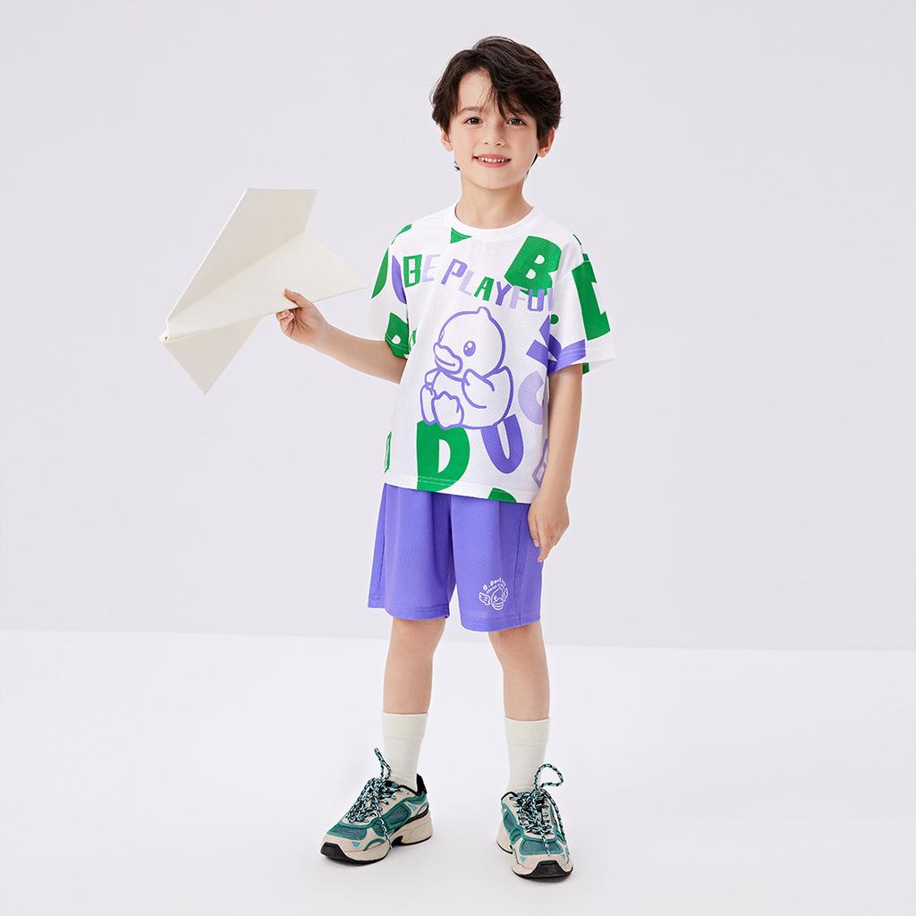 B. Duck Little Yellow Duck Children's Clothing Summer New Dopamine Boys' Short Sleeve Set