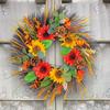 Good-Pine Cone Sunflower Wreath Fall Decor Wreath Outdoor Wreath Wreaths For Front Door For Porch Farmhouse Home Decor 40Cm
