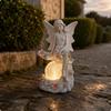 Fairy Garden Lamp CrackedGlassLook Sunlight Resin SunPowered Figurine Antique