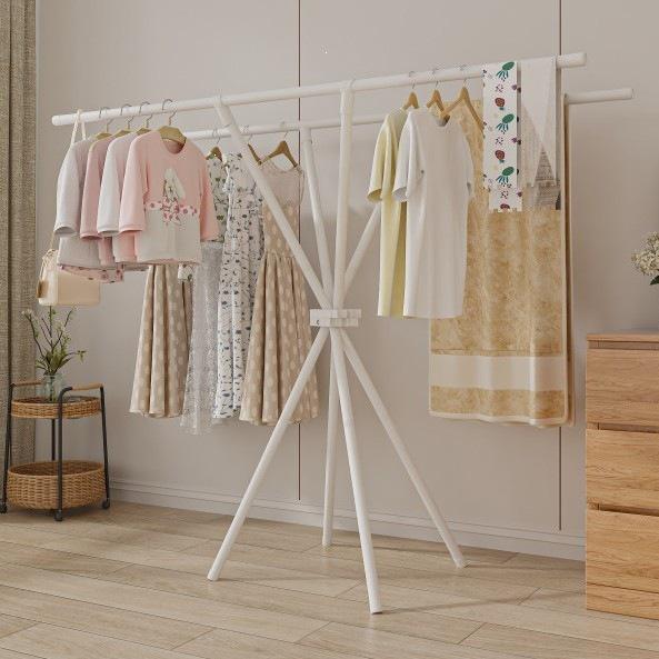 2-Second Foldable Telescopic Clothes Rack - Windproof, No-Install Design for Bedroom, Balcony, & Quilts