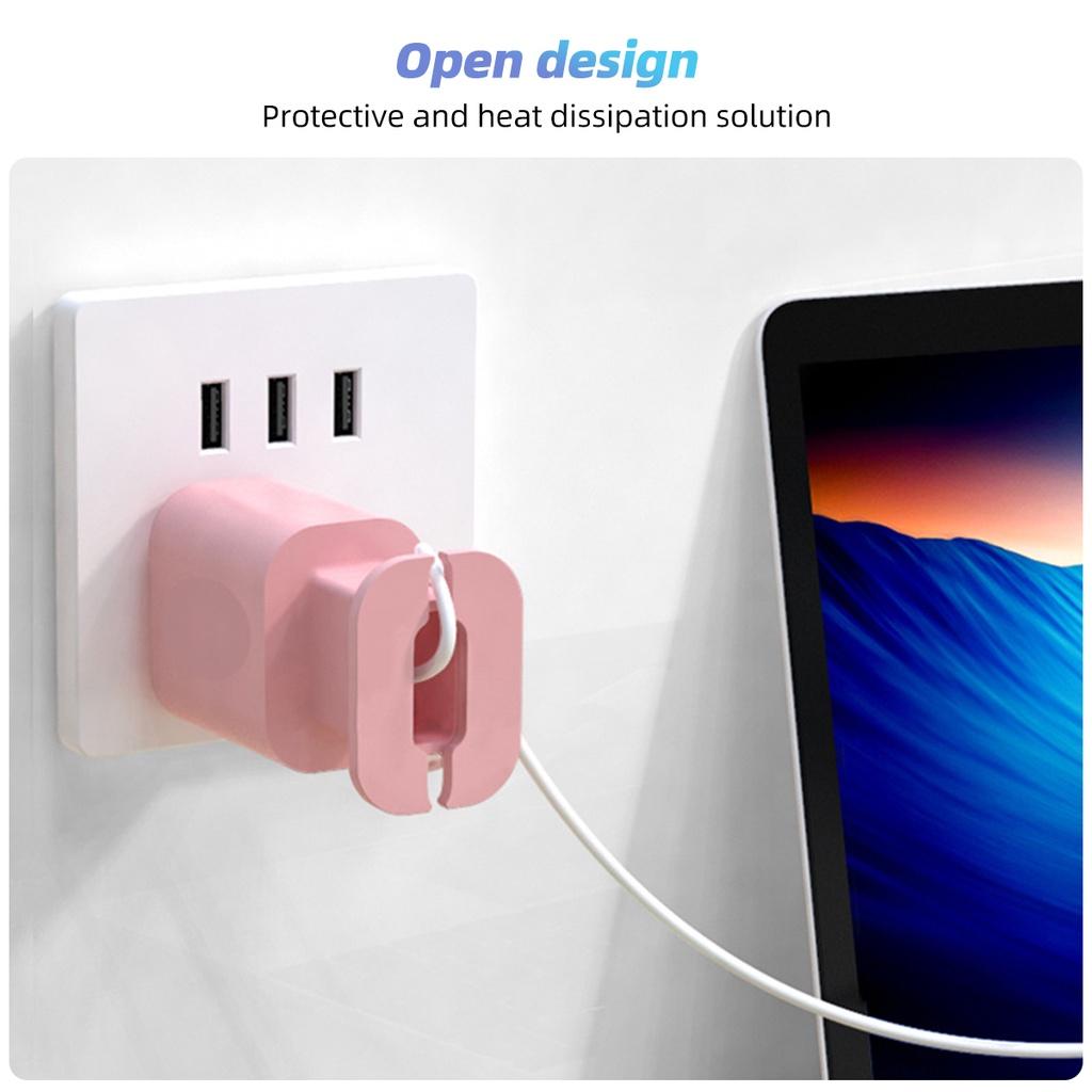 FONKEN 2 i 1 Silikon Laderbeskytter Datakabeloppruller For Apple iPhone 18W/20W Strømadapter Etui Anti-Brudd Datakabel Oppbevaring