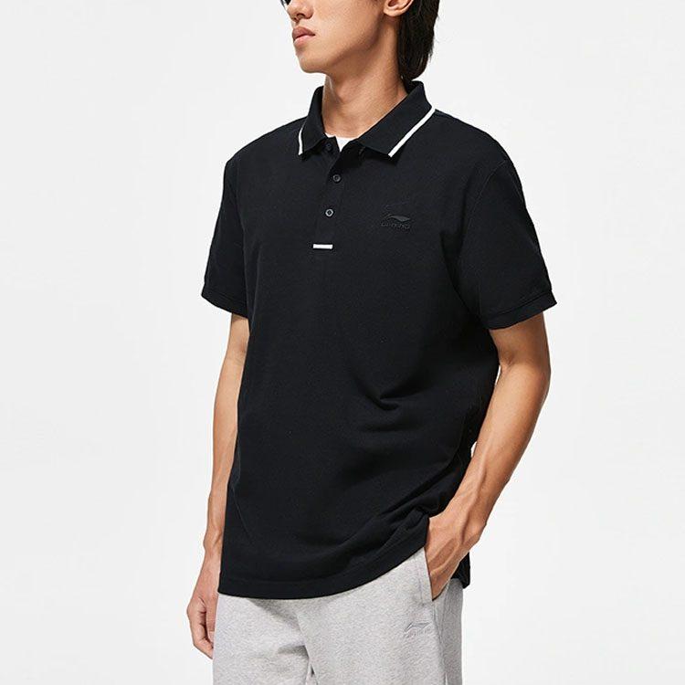 Li Ning Sports Trendy Collection Polo Shirts Men's Black Moderate Straight Fit APLT097-2