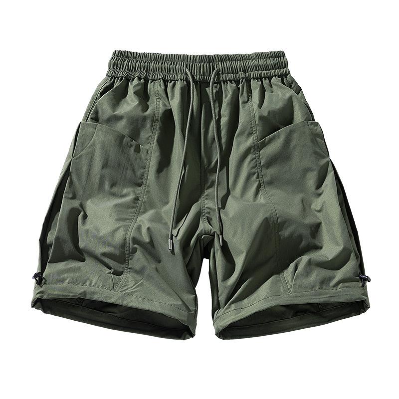 Men's Spring and Autumn Style Outdoor Versatile Functional Multi-bag Casual Five-point Pants Work Pants Pure Color