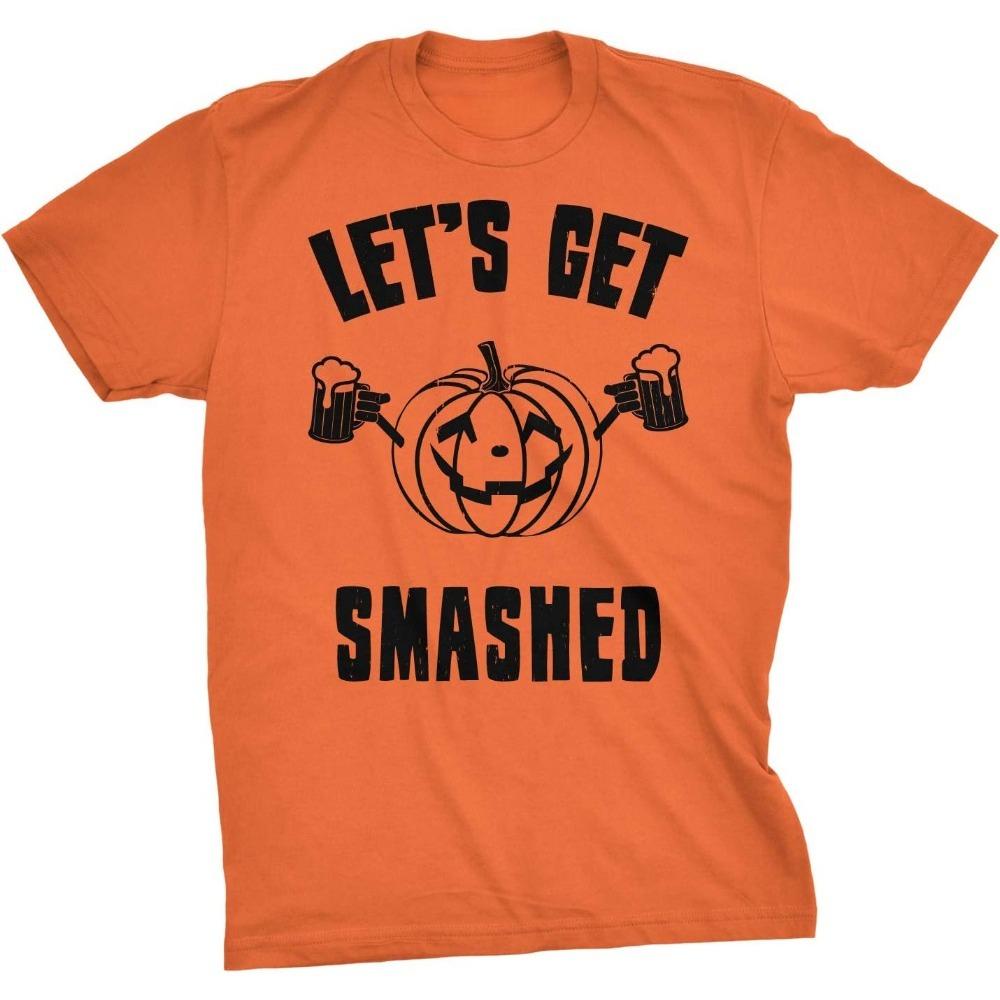 Unisexs Lets Get Smashed Funny T Shirts Pumpkin Halloween Costume T Shirt