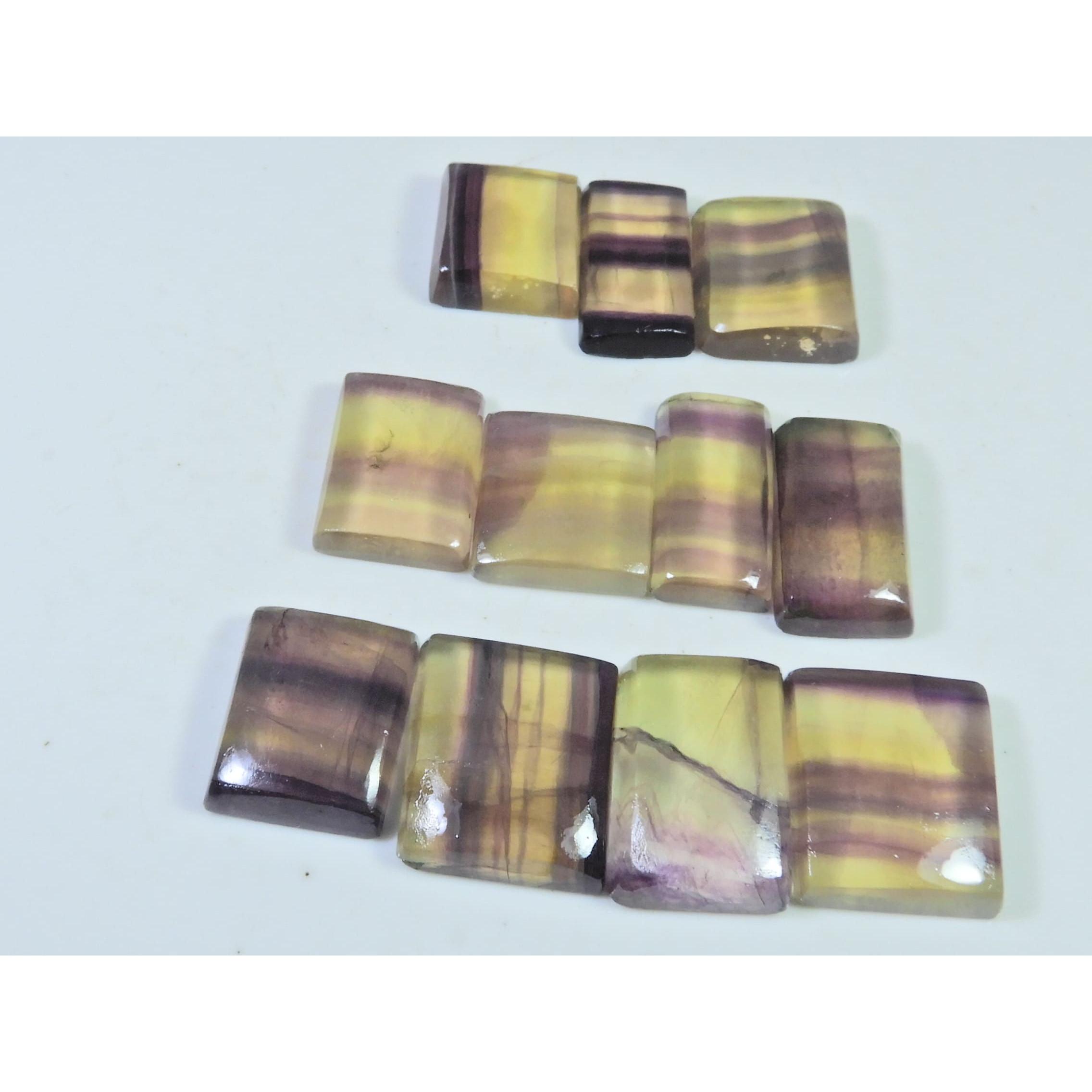 263Cts. Natural Rainbow Fluorite Octagon Cabochon Loose Gemstone 11 Pcs Lot C-922