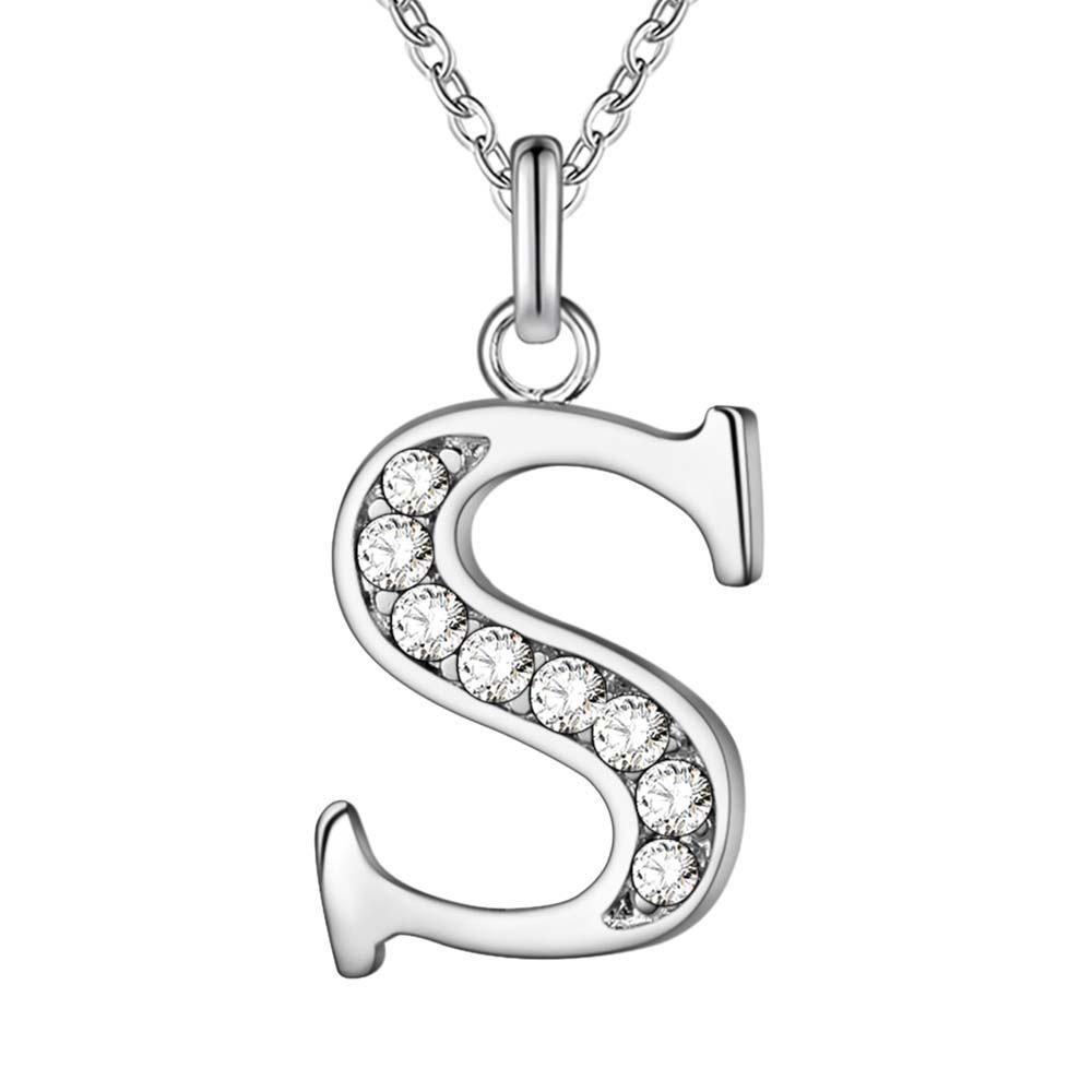 

Silver A-Z Initial Necklace - 26 Letter Jewelry Accessories