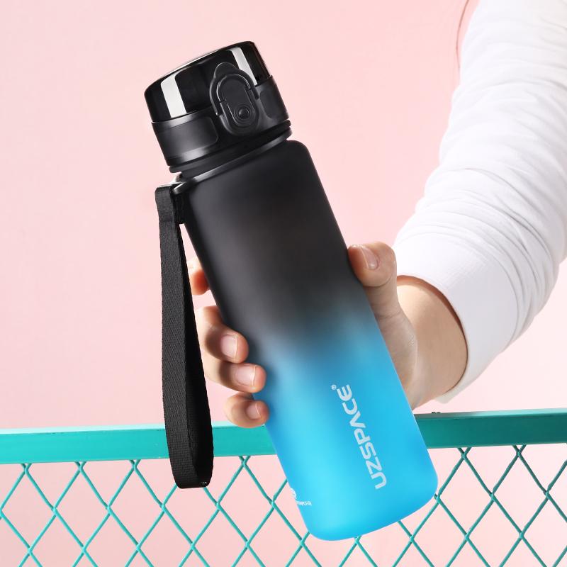 UZSPACE 500ml Sports Water Bottle Bounce Lid Timeline Reminder Leakproof Frosted Tritan Cup For Outdoor Sports Fitness BPA