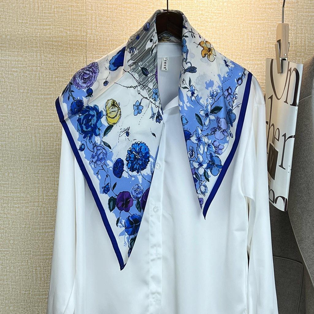 Hangzhou 100% eșarfă de mătase naturală reală pentru femei, bandană, eșarfe pătrate, eșarfe, eșarfă Mulberry, modă de lux de înaltă calitate, hijab