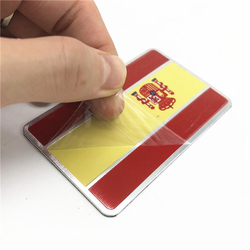 Aluminum Spain Flag National Flag Shield Emblem Badge Motorcycle Decal Sticker for Seat Leon Ibiza Ford Focus Fiesta Citroen VW