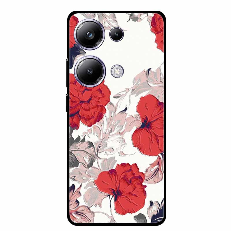 3D Emboss Case For Xiaomi Poco M6 Pro Phone Case Flower Silicone Soft Back Cover For Xiaomi Poco M6 Pro Case PocoM6 M 6 Pro Capa