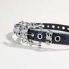 Shining Rhinestones Studded Skull Buckle Belt for Western Cowgirls Cool Blingbling PU Leather Fashion Waist Decors